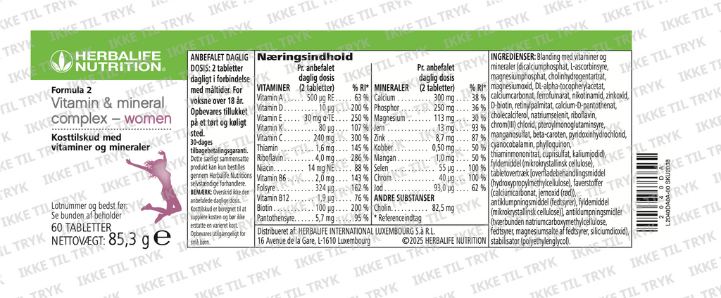 Formula 2 - Vitamins &amp; Minerals - Women